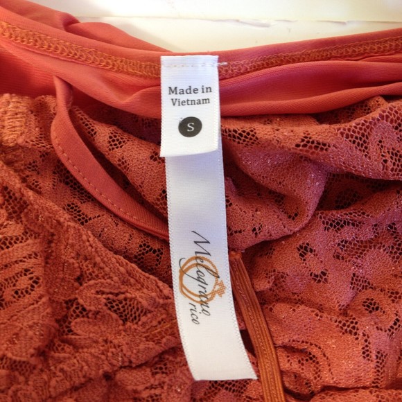 Melograno Rico Top Bodysuit Pink Coral Womens Lace Spaghetti Strap Size Small - Picture 8 of 10